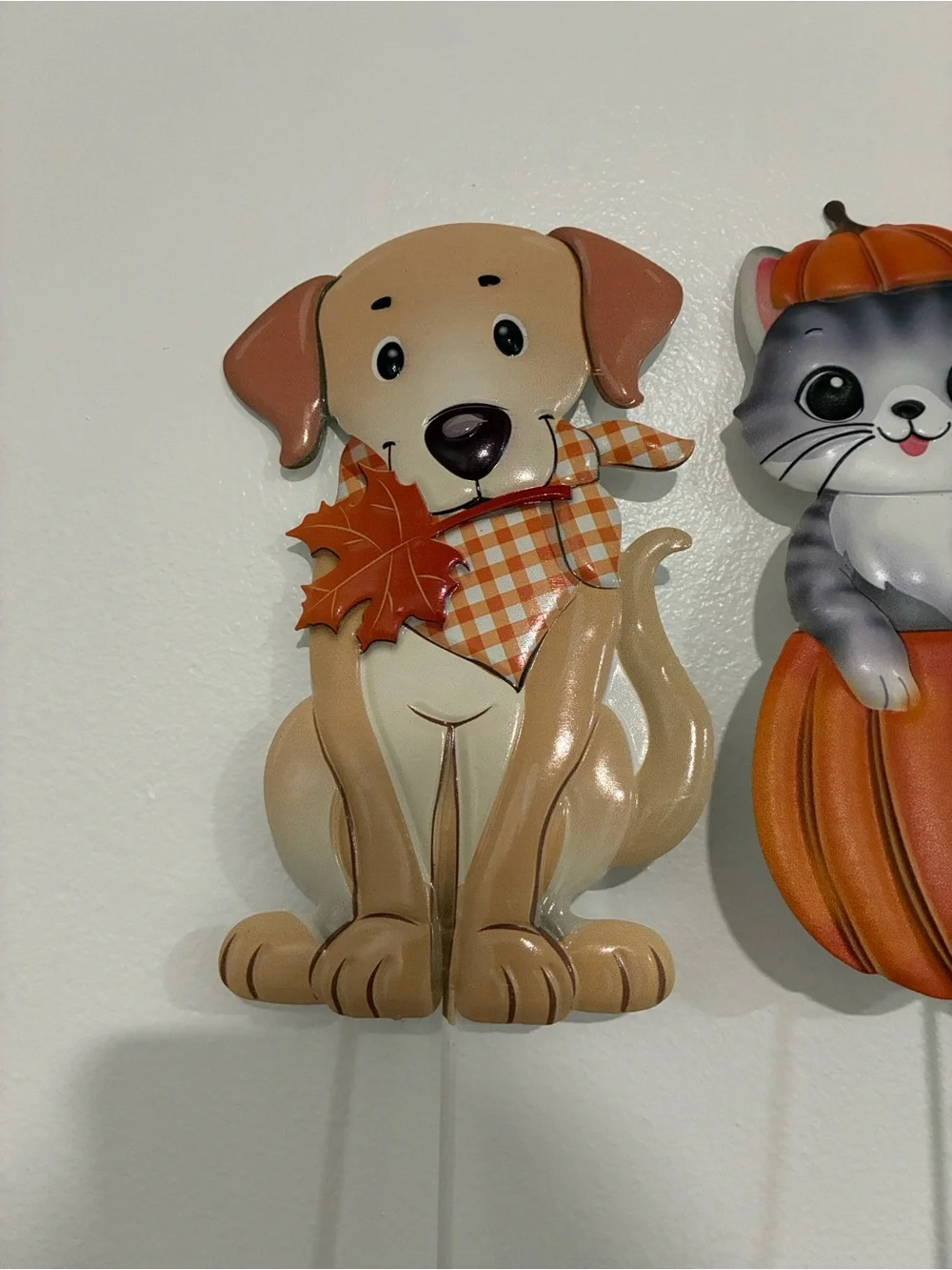 NWT- Set of 3- Adorable Fall Harvest Theme- Dog & Cat Metal Yard Stakes